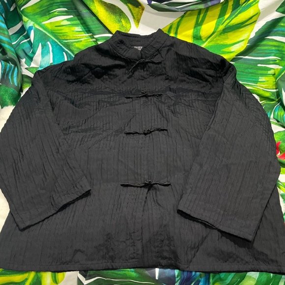 EILEEN Fisher Women's Small Black Silk Toggle Dinner Fall Autumn Goth Jacket - Picture 6 of 14